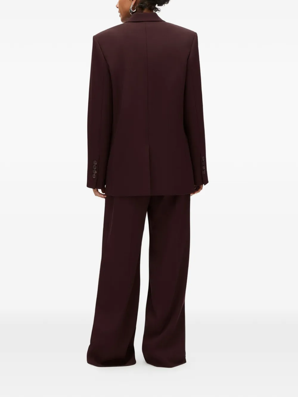 Another Tomorrow Wollen blazer met oversized revers Bruin