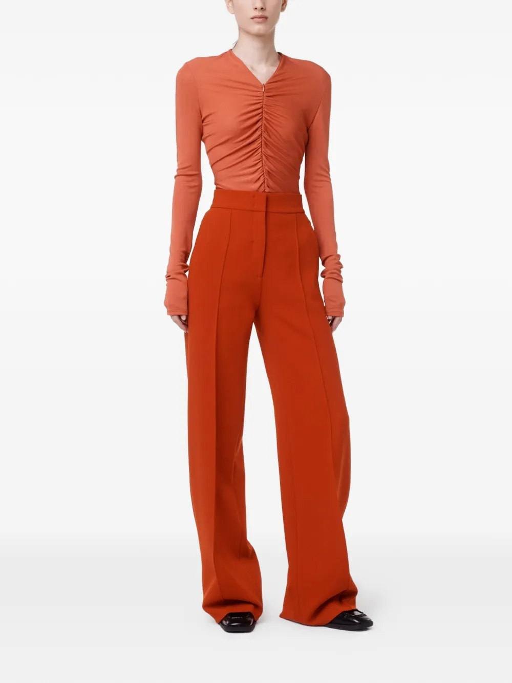 Another Tomorrow T-shirt met lange mouwen Oranje
