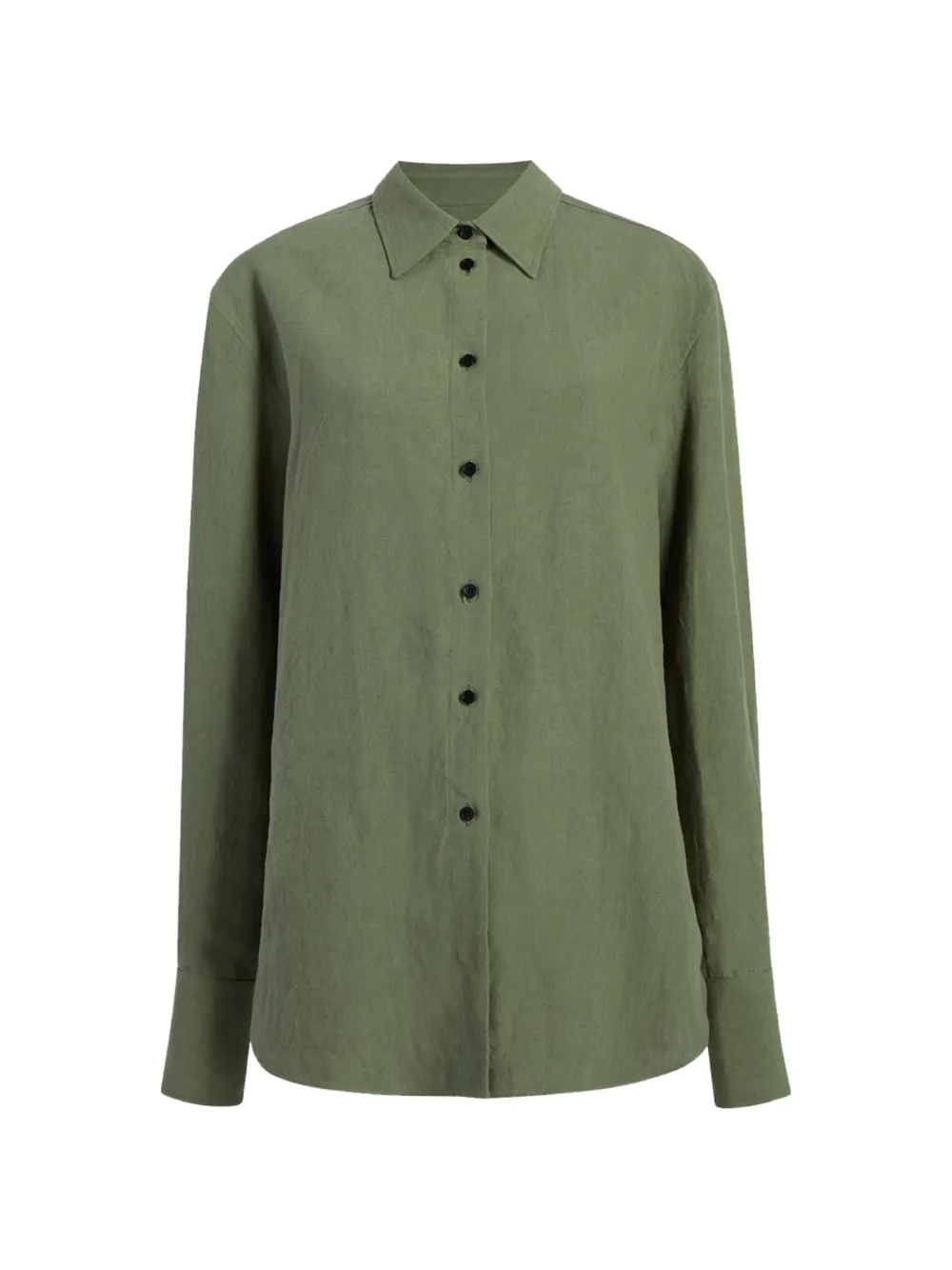 Another Tomorrow Button-front Shirt In Green