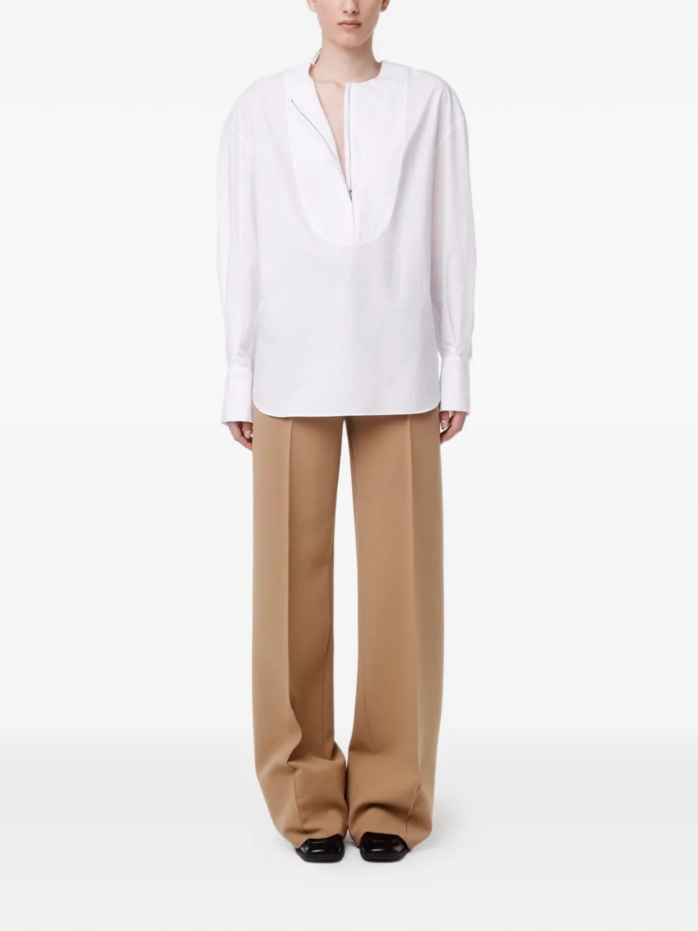 Another Tomorrow Blouse met rits Wit