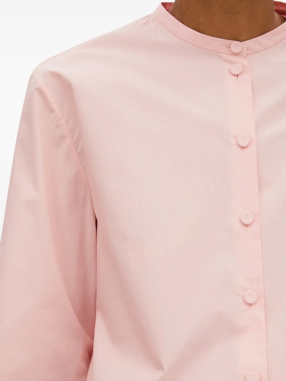 Another Tomorrow Blouse met bandkraag en manchetten Roze