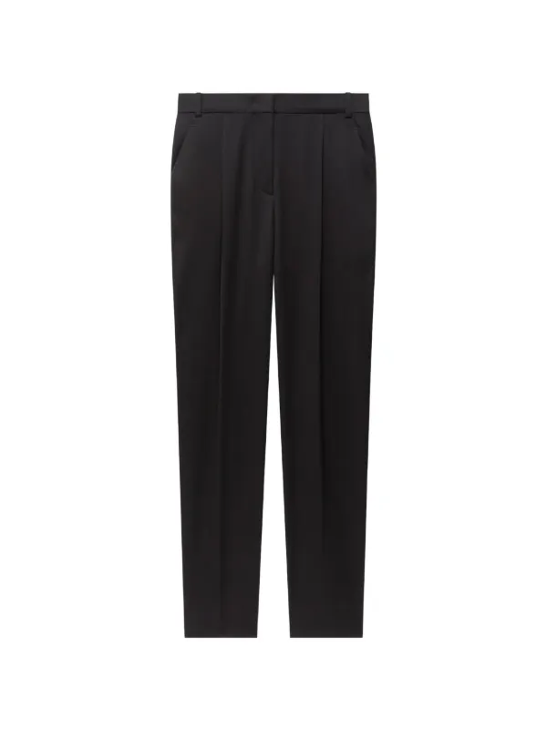 Another Tomorrow Peg Pleated Trousers in Black