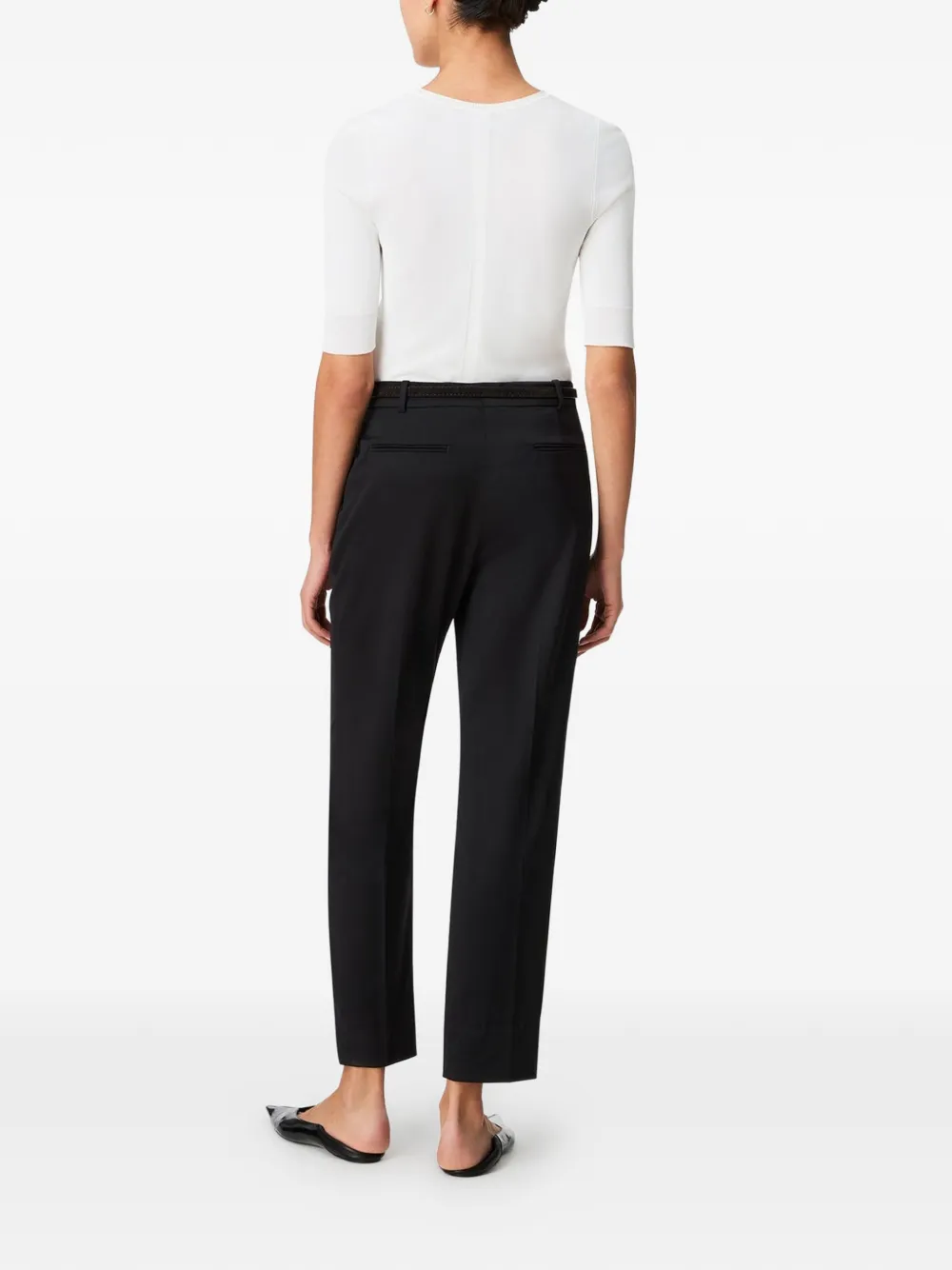Another Tomorrow Peg Pleated Trousers in Black, view 5