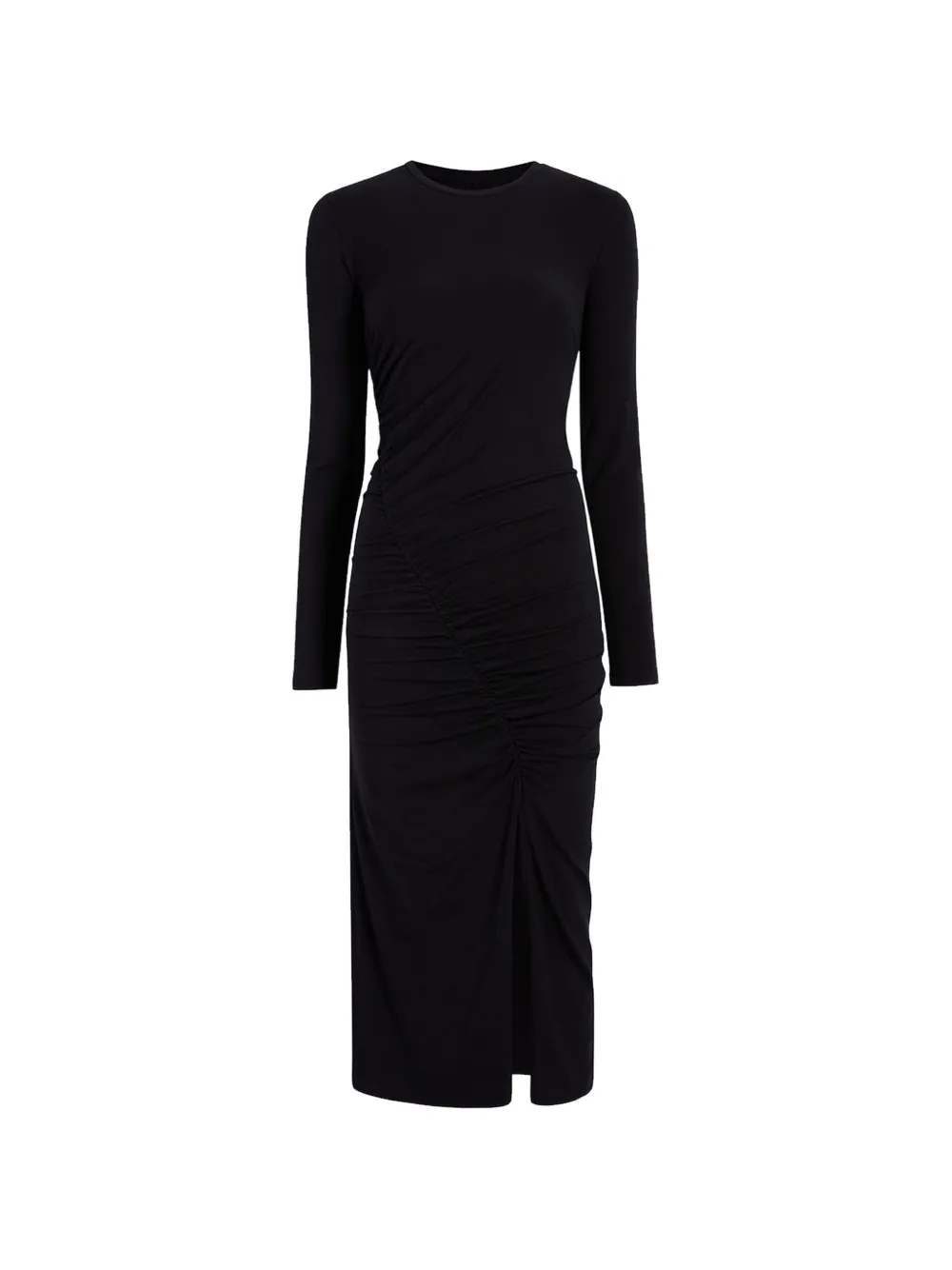 Another Tomorrow ruched long-sleeve dress - Schwarz