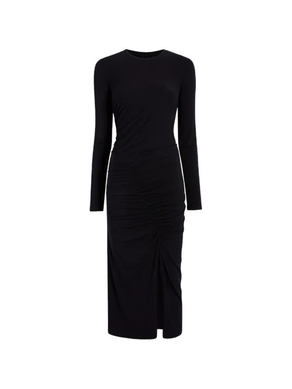 Another Tomorrow Ruched Long-sleeve Dress in Black