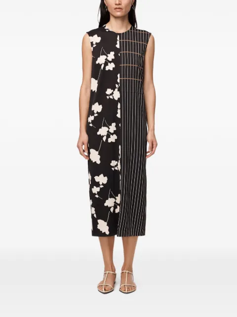 Another Tomorrow floral-print pinstripe dress