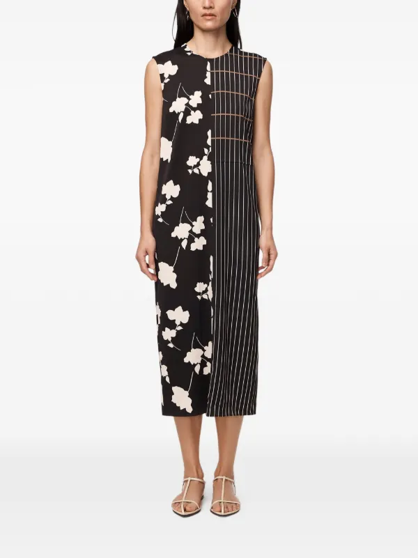 black pinstripe dress Another Tomorrow floral-print | Neue Mills Farmhouse Black colourway-taylortie Babyboo to when you want Print:Sunkissed
