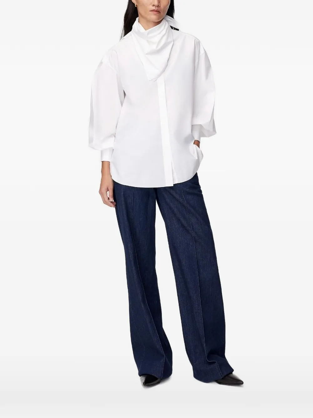 Another Tomorrow detachable bandana blouse - Bianco