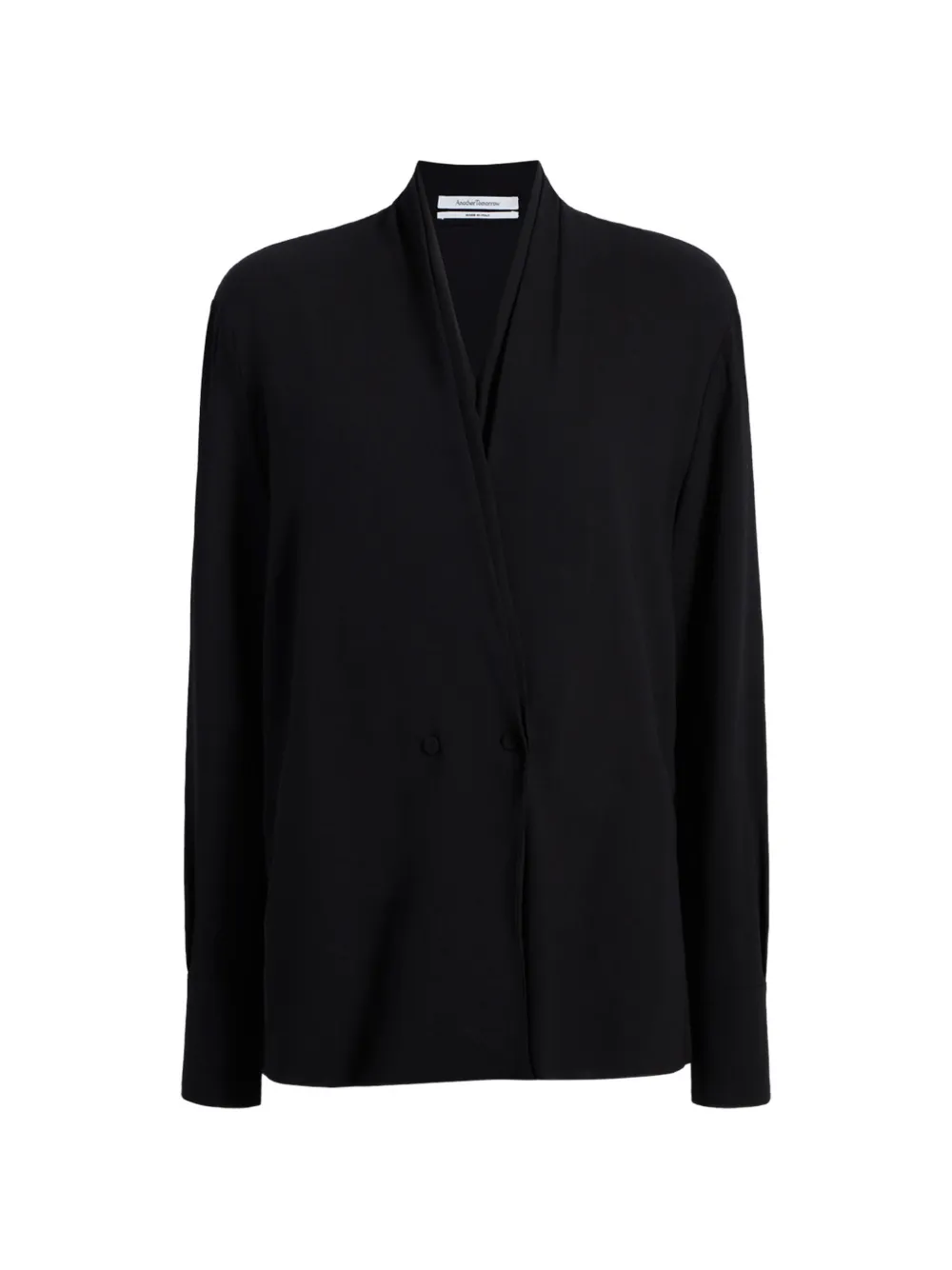 Another Tomorrow V-neck Blouse In Black