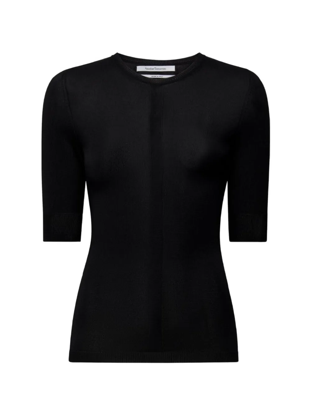 Another Tomorrow ribbed-knit T-shirt - Nero