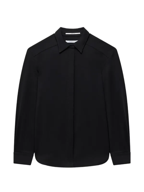 Another Tomorrow Curved-hem Shirt in Black