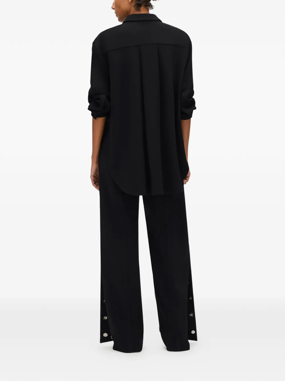 Another Tomorrow Curved-hem Shirt in Black, view 4