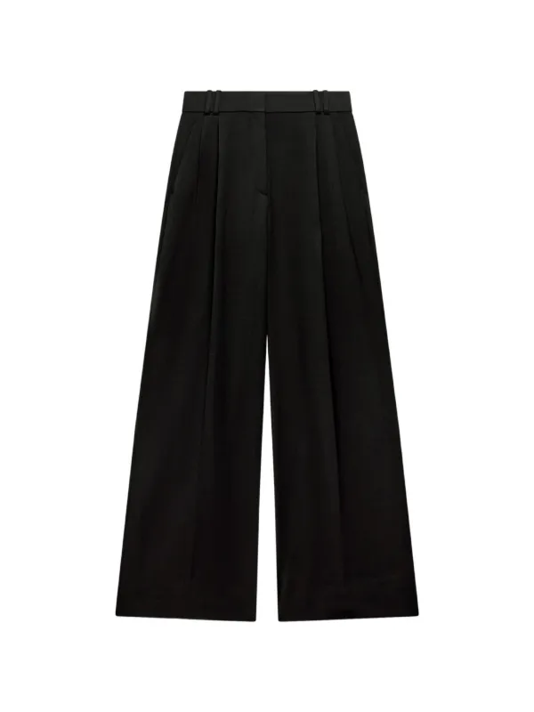 Another Tomorrow High-waisted Pleated Trousers in Black