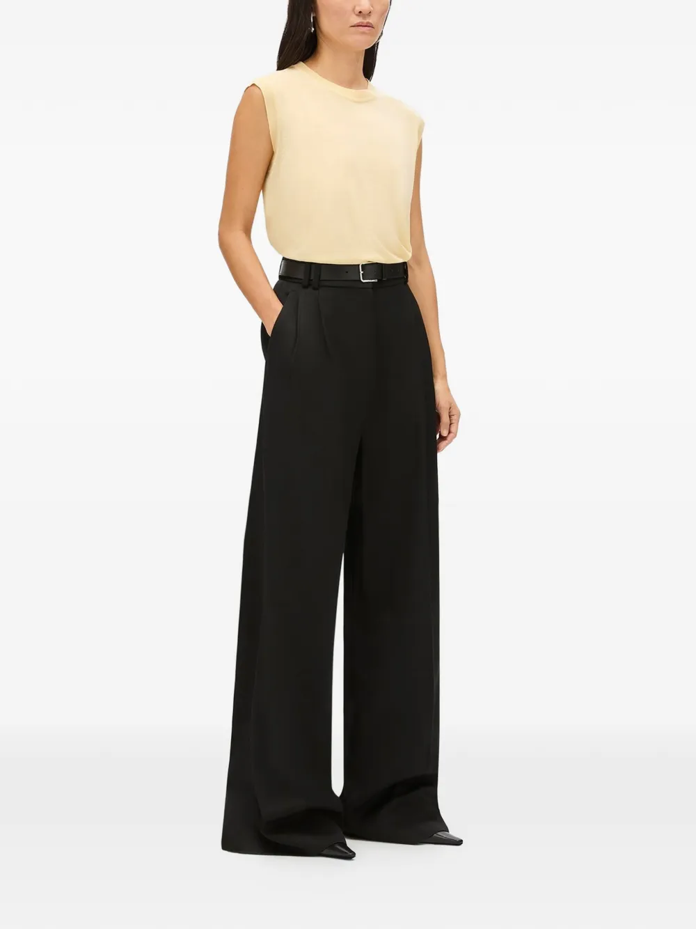 Another Tomorrow High waist plooibroek Zwart