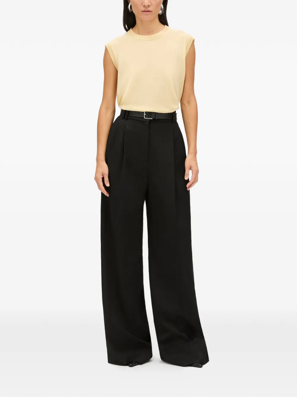Another Tomorrow High waist plooibroek Zwart