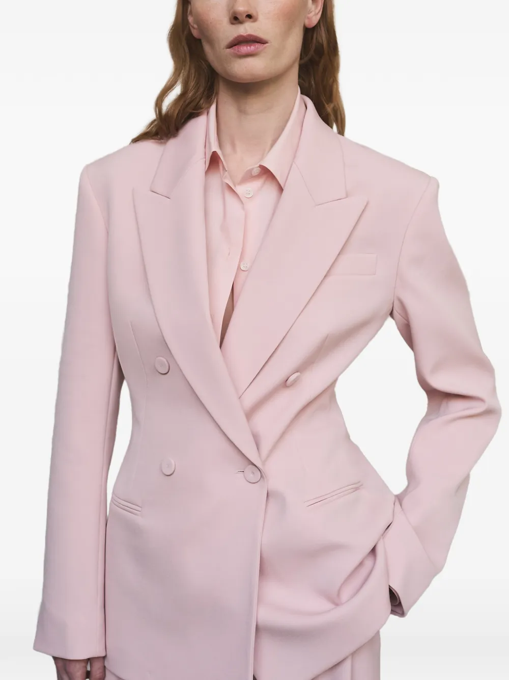 Another Tomorrow Blouse met gedrapeerde taille Roze