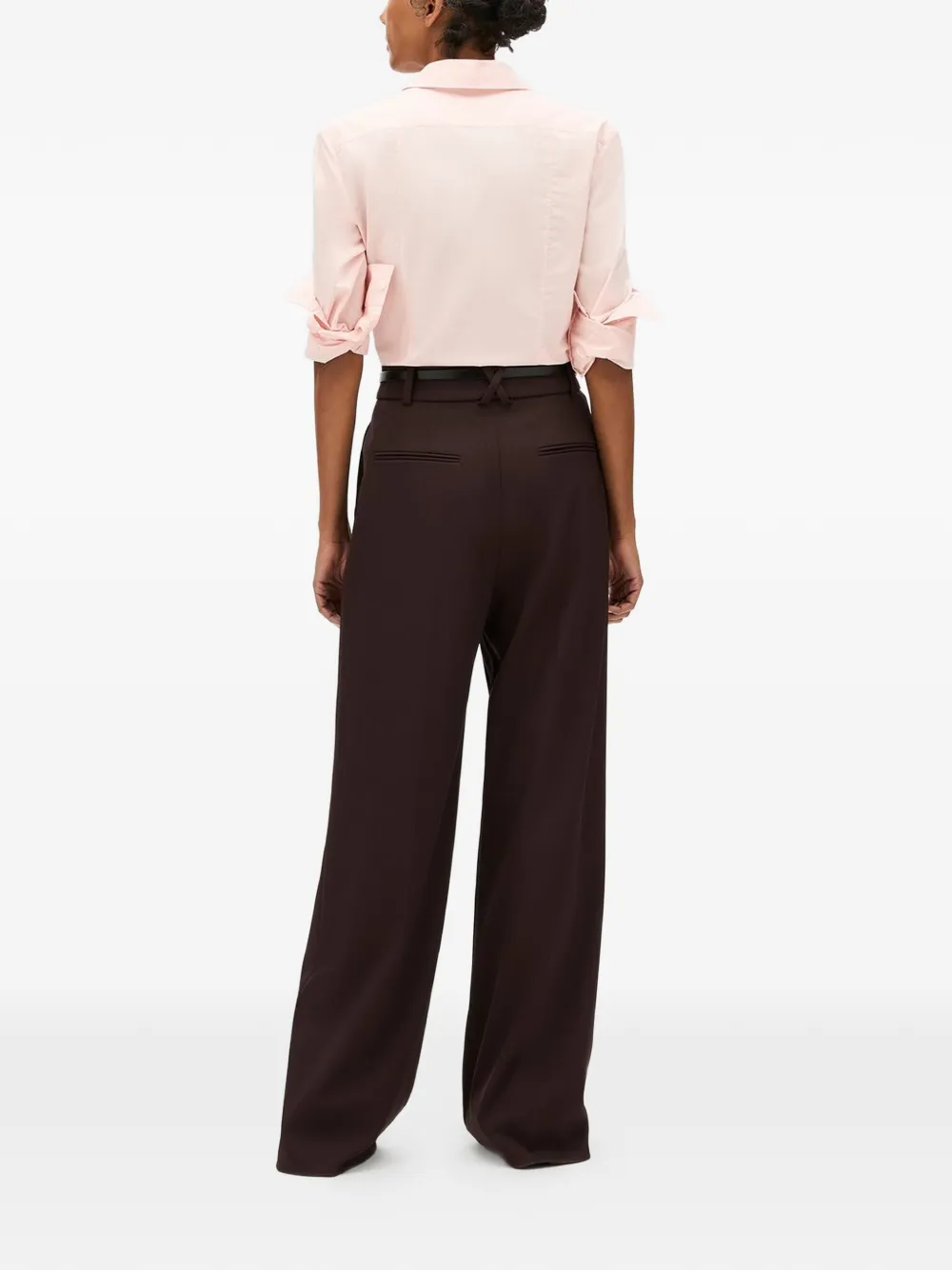 Another Tomorrow Blouse met gedrapeerde taille Roze