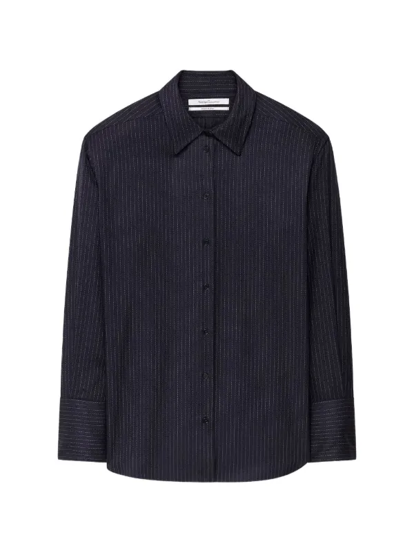 Another Tomorrow Pinstripe Relaxed-fit Shirt in Blue