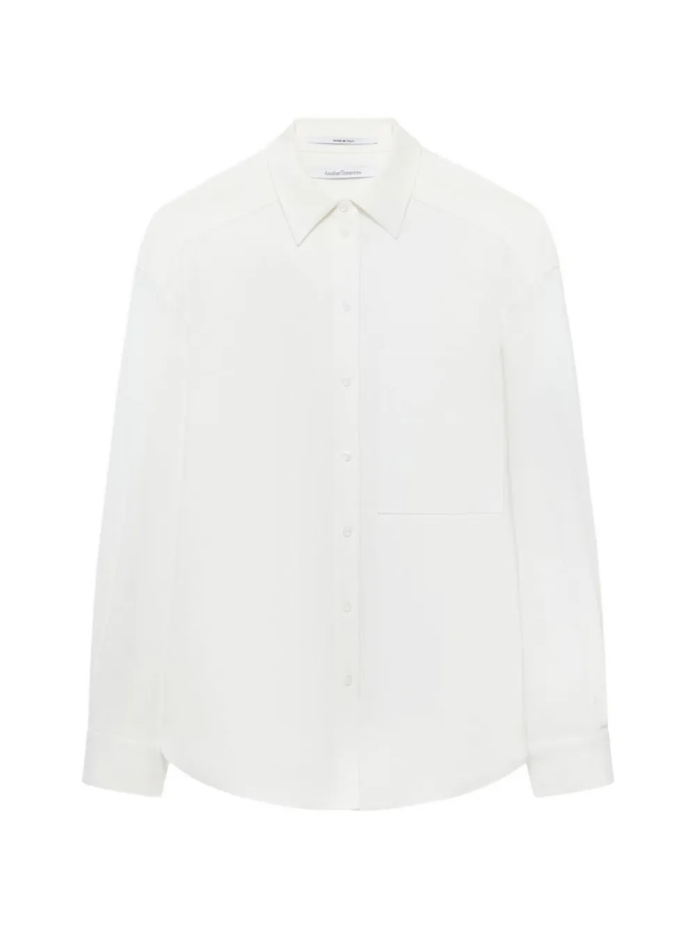 Another Tomorrow pleat-back hemp-blend shirt - White