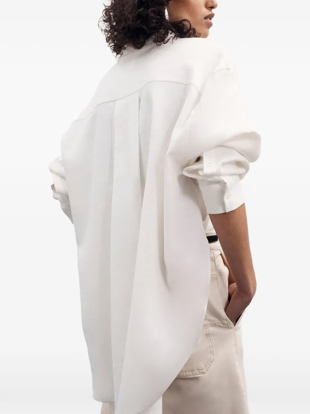 Another Tomorrow Blouse met geplooide rug van hennepblend Wit