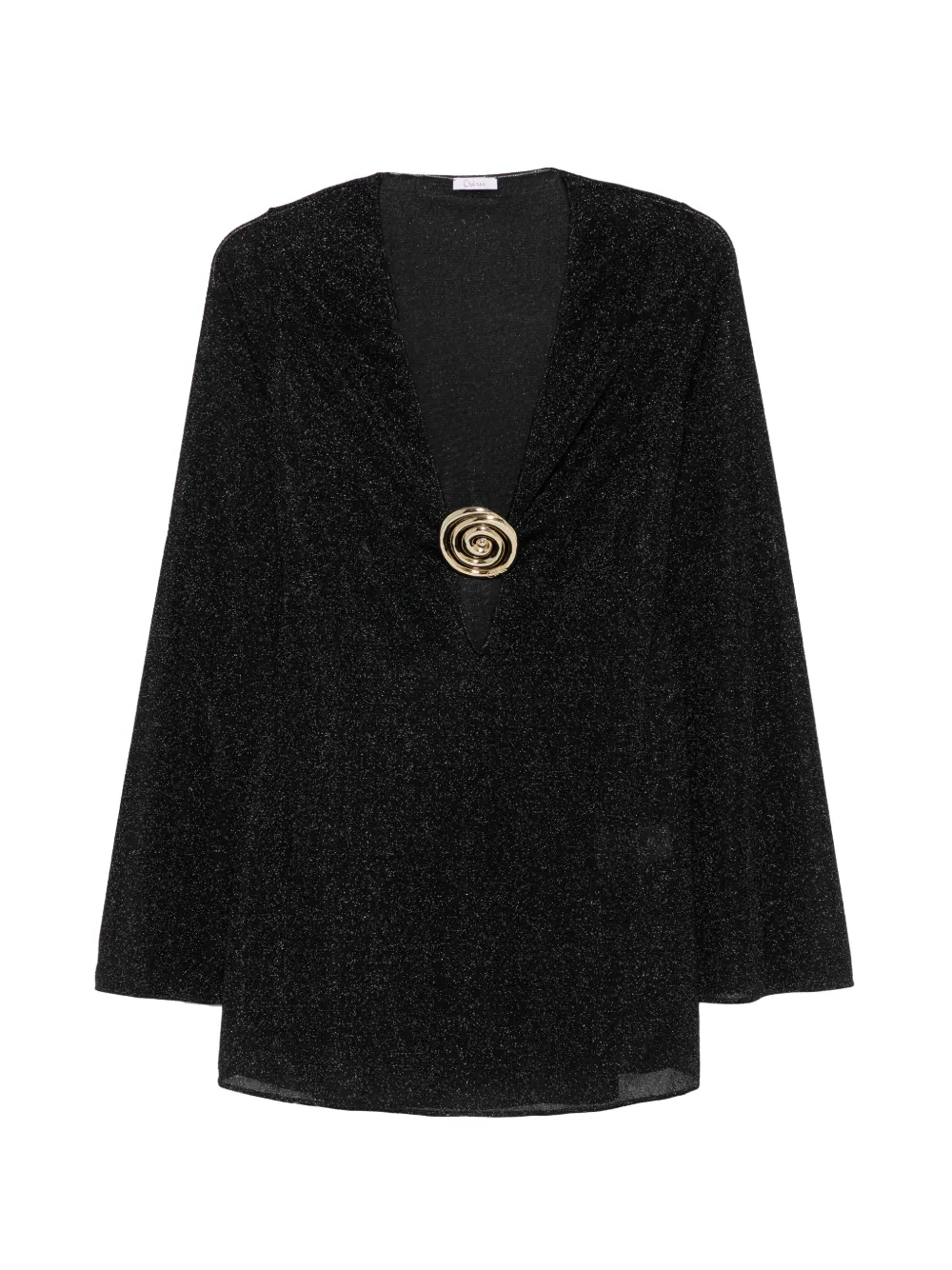 Oséree Lumière embellished V-neck mini dress - Nero