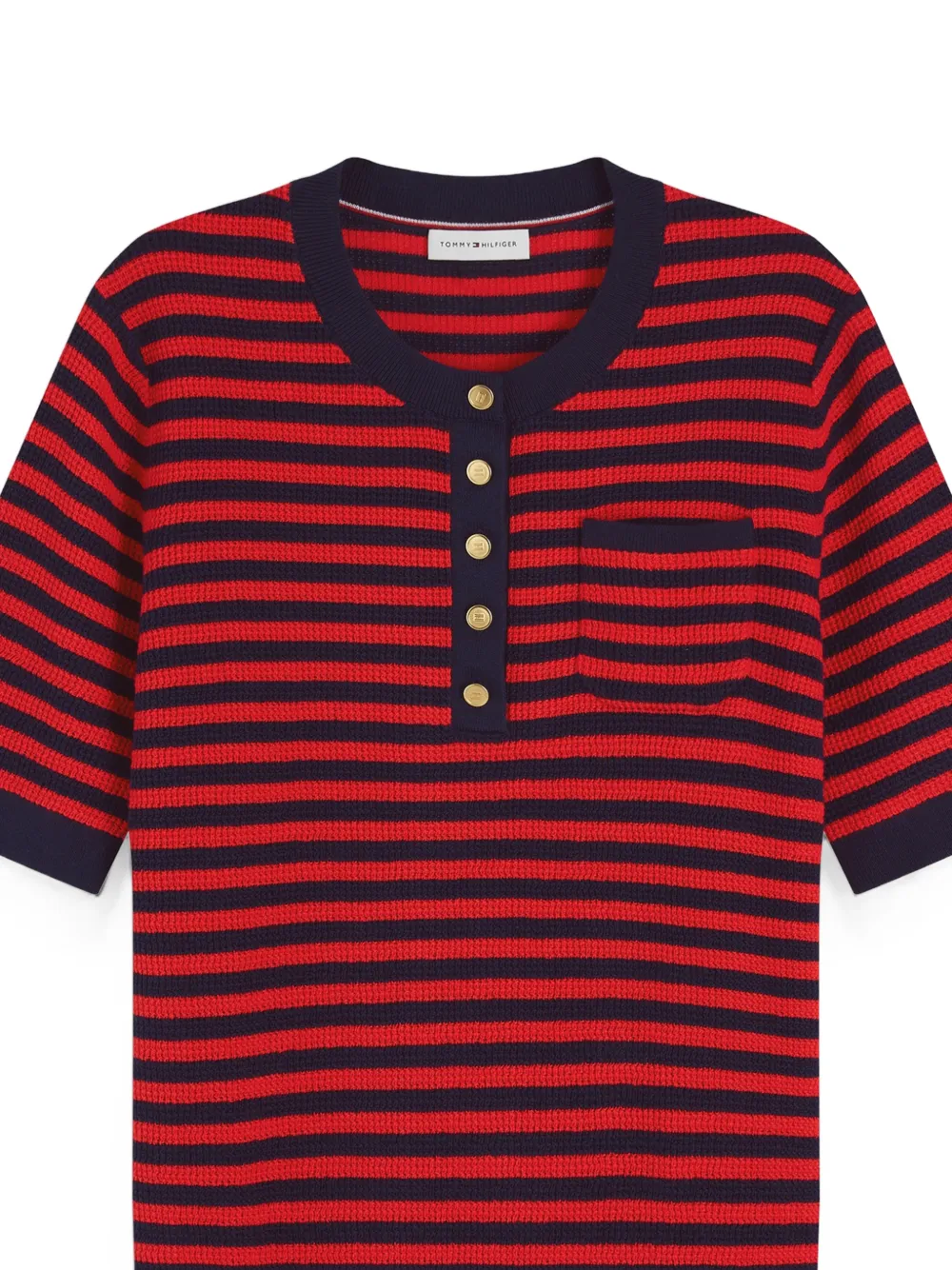 Tommy Hilfiger Gestreepte trui met korte mouwen Rood
