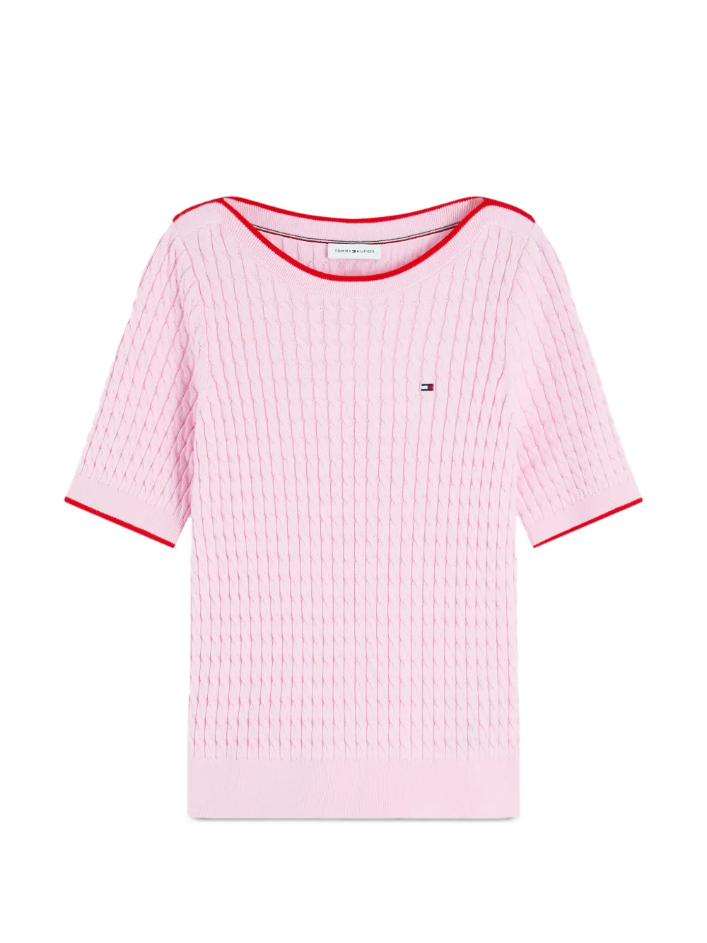 Tommy Hilfiger cable-knit short-sleeve sweater - Rosa