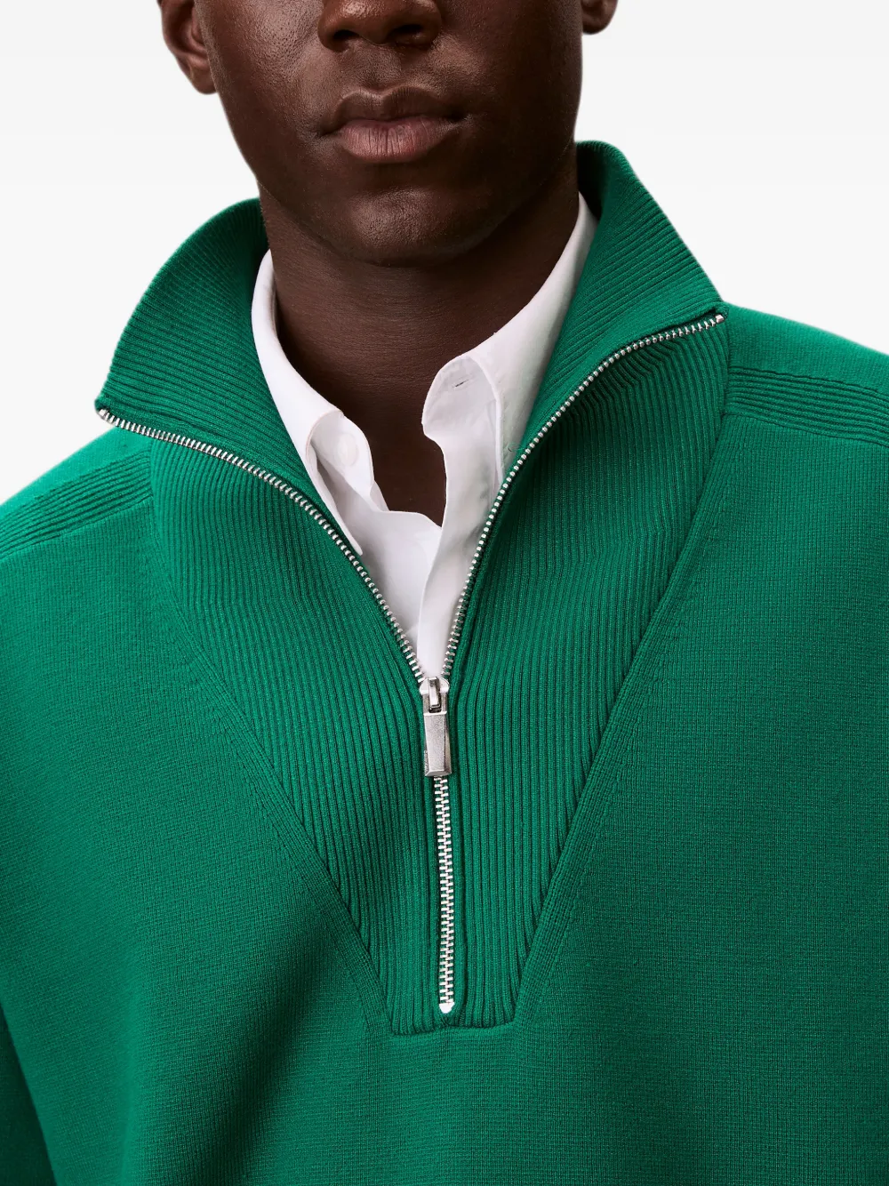 Calvin Klein Trui met kwartrits en geribbelde afwerking Groen