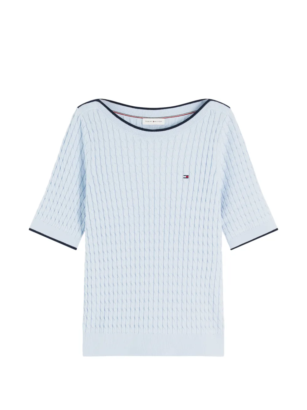Tommy Hilfiger cable-knit short-sleeve sweater - Blau