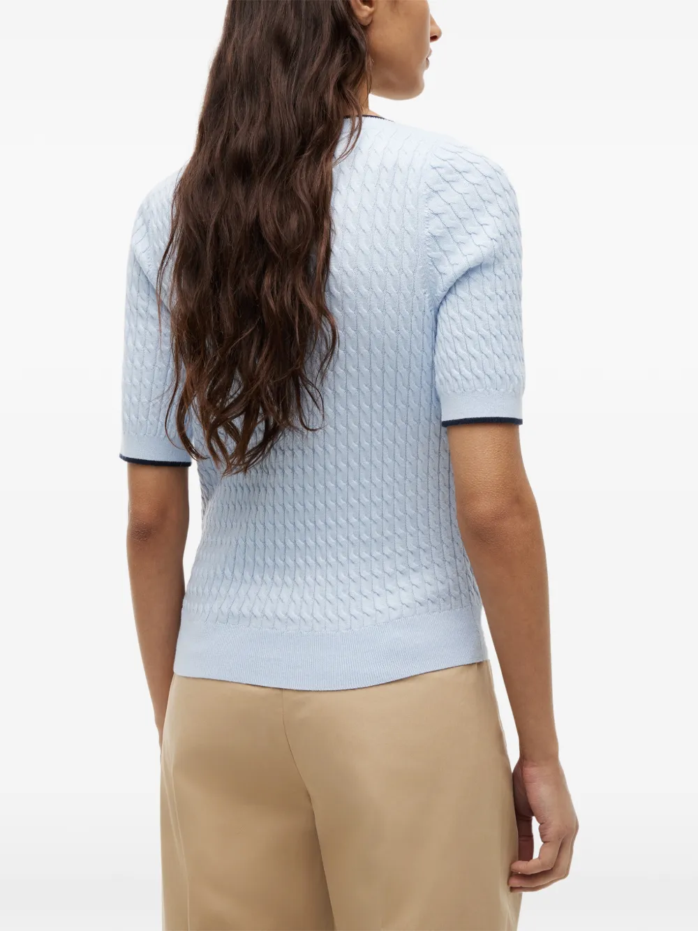 Tommy Hilfiger Kabelgebreide trui met korte mouwen Blauw