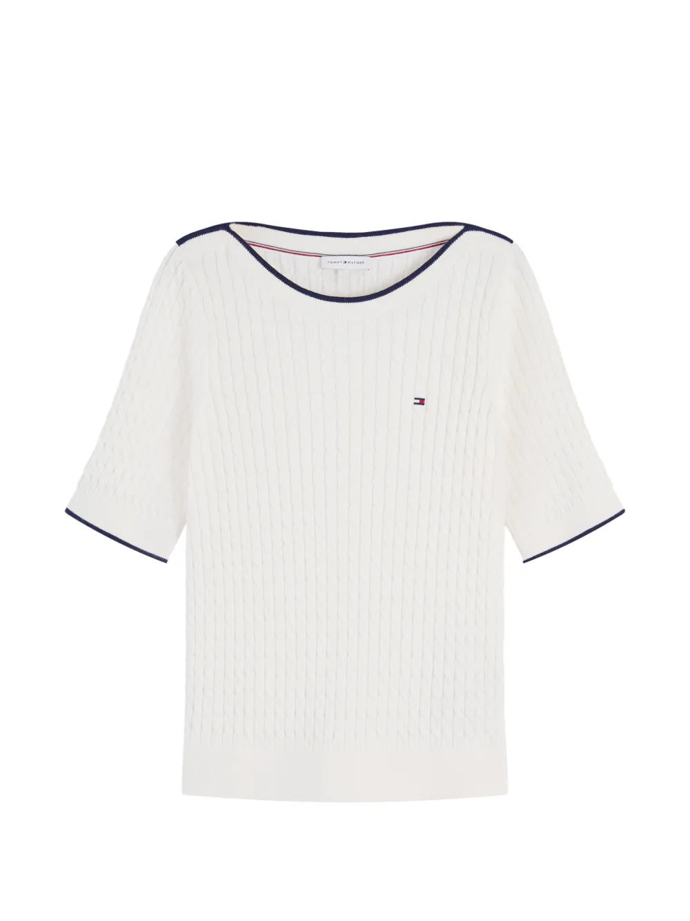 Tommy Hilfiger cable-knit short-sleeve sweater - Weiß