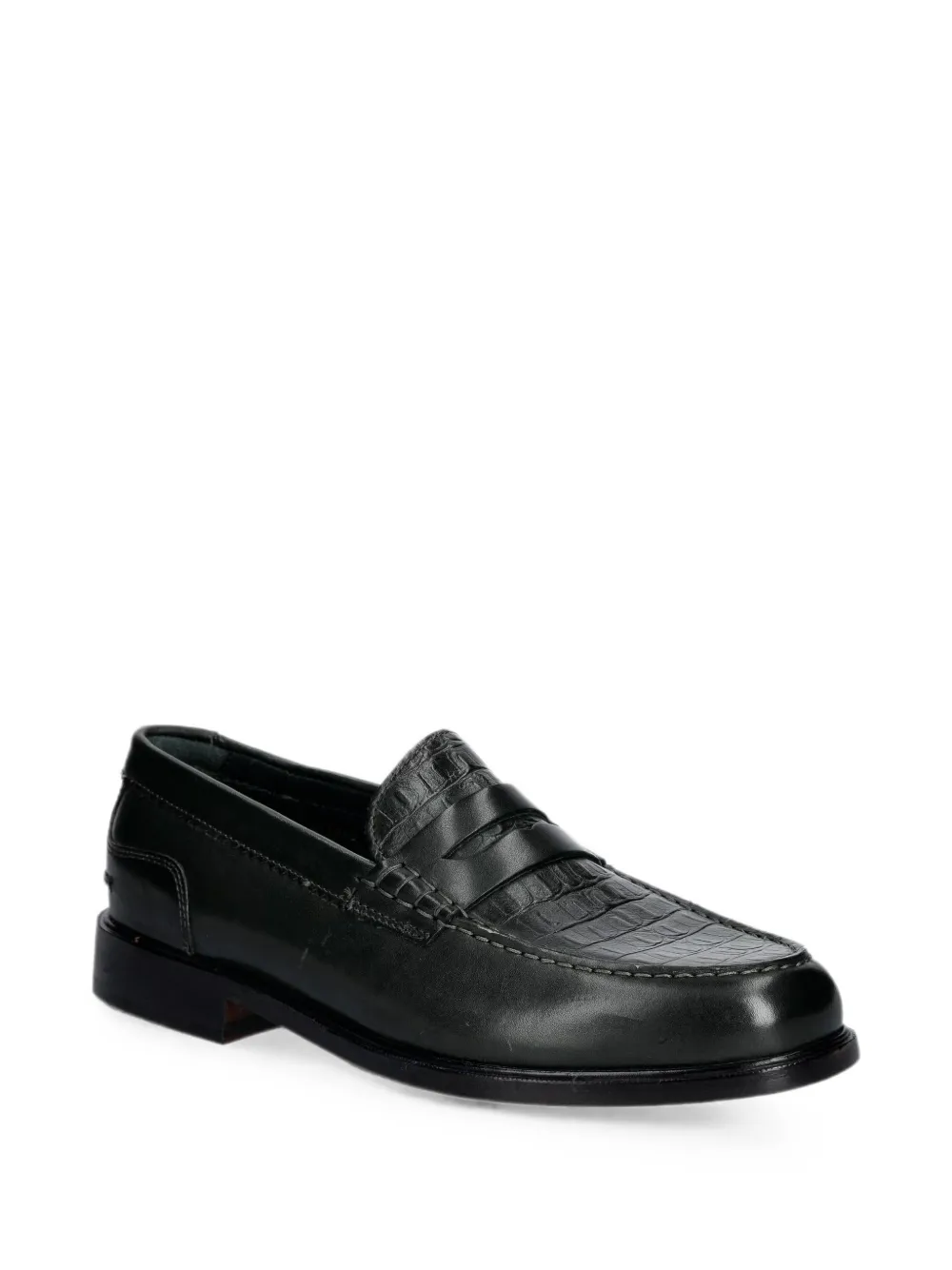 Clarks Originals crocodile-effect leather loafers Groen