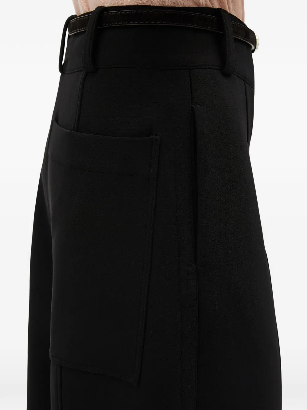 Another Tomorrow Topstitched Wide-leg Trousers in Black, view 5