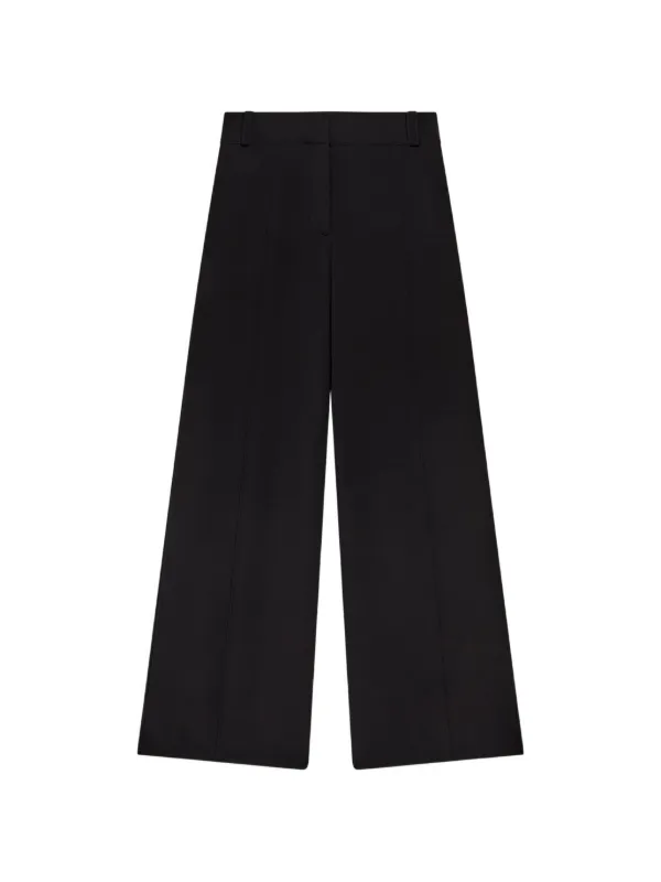 Another Tomorrow Topstitched Wide-leg Trousers in Black