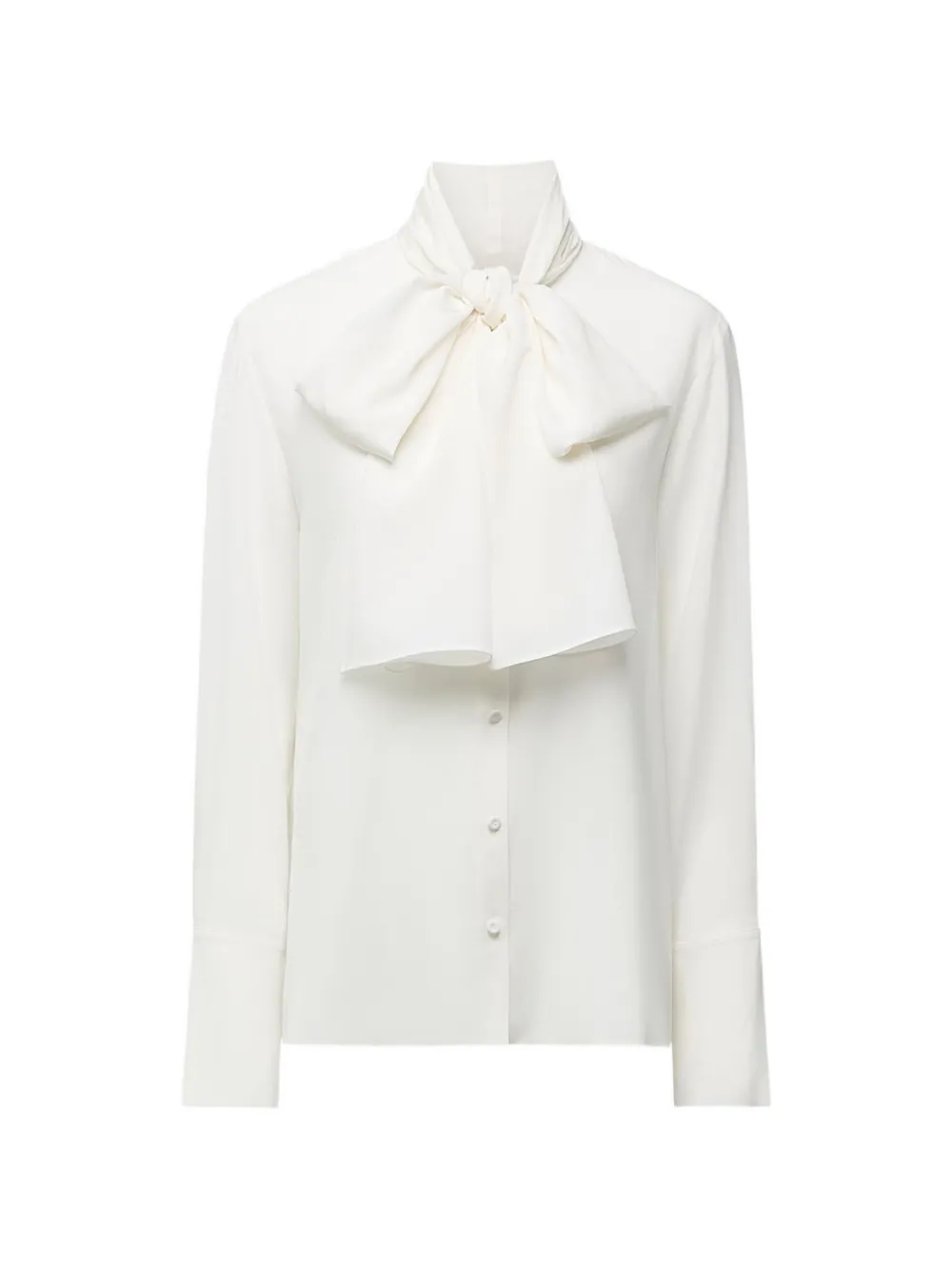 Another Tomorrow Signature bow-detail silk blouse - Bianco