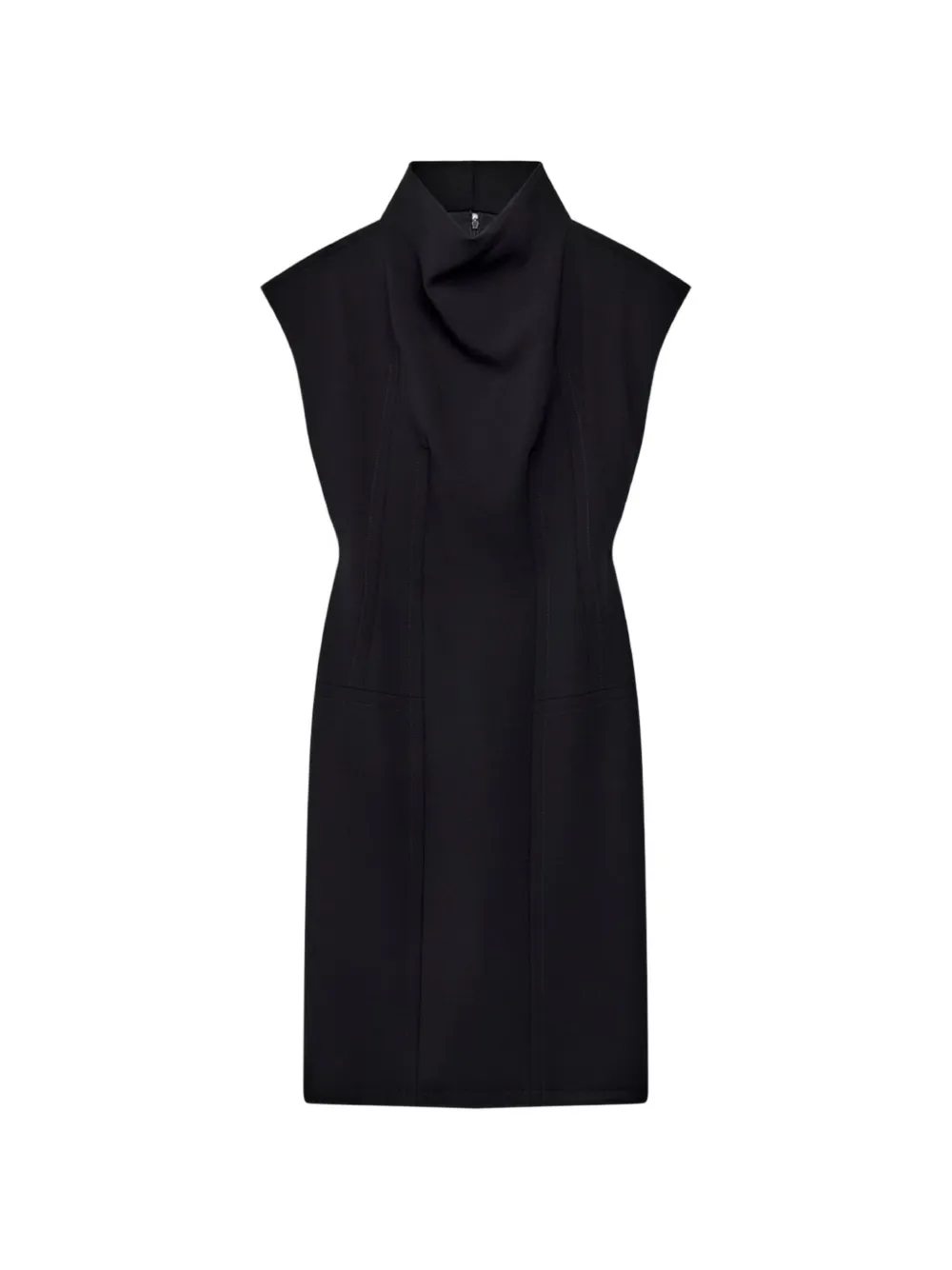 Another Tomorrow cowl-neck topstitched dress - Nero