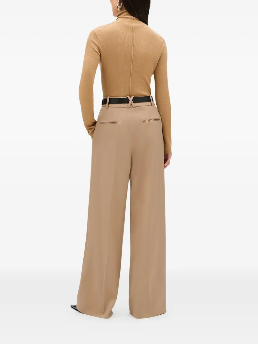 Another Tomorrow Twill plooibroek Beige