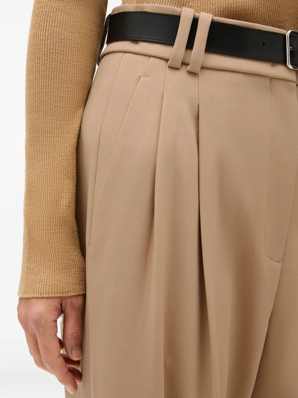 Another Tomorrow Twill plooibroek Beige
