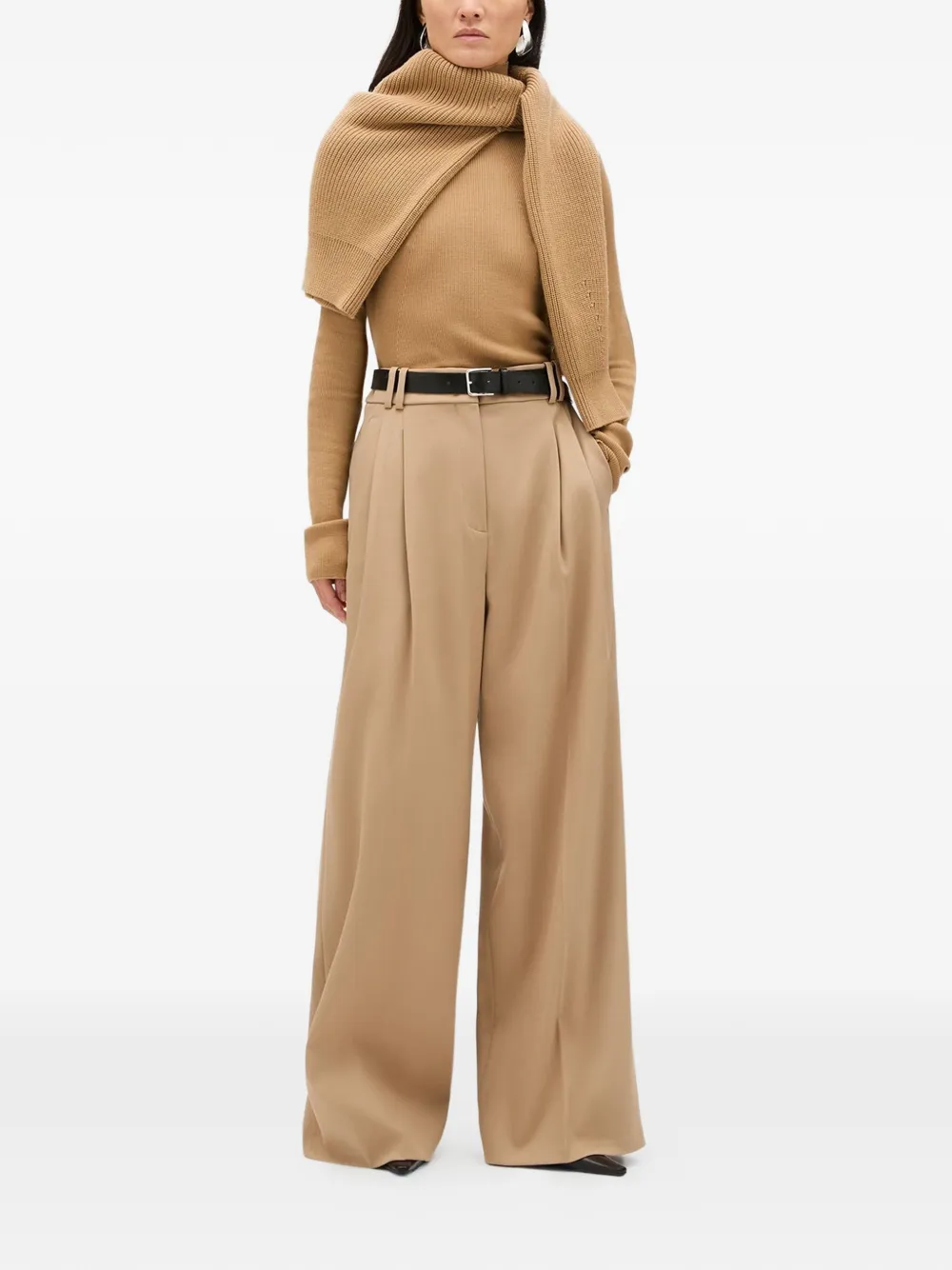 Another Tomorrow Twill plooibroek Beige