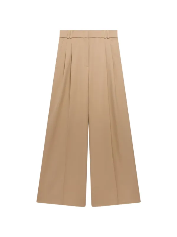 Another Tomorrow Twill Pleated Trousers in Neutrals