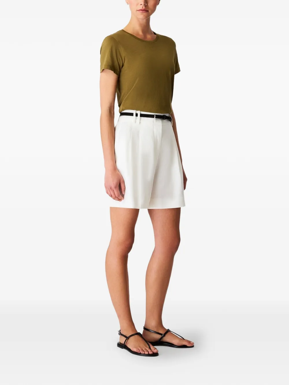 Another Tomorrow T-shirt met ronde hals Groen