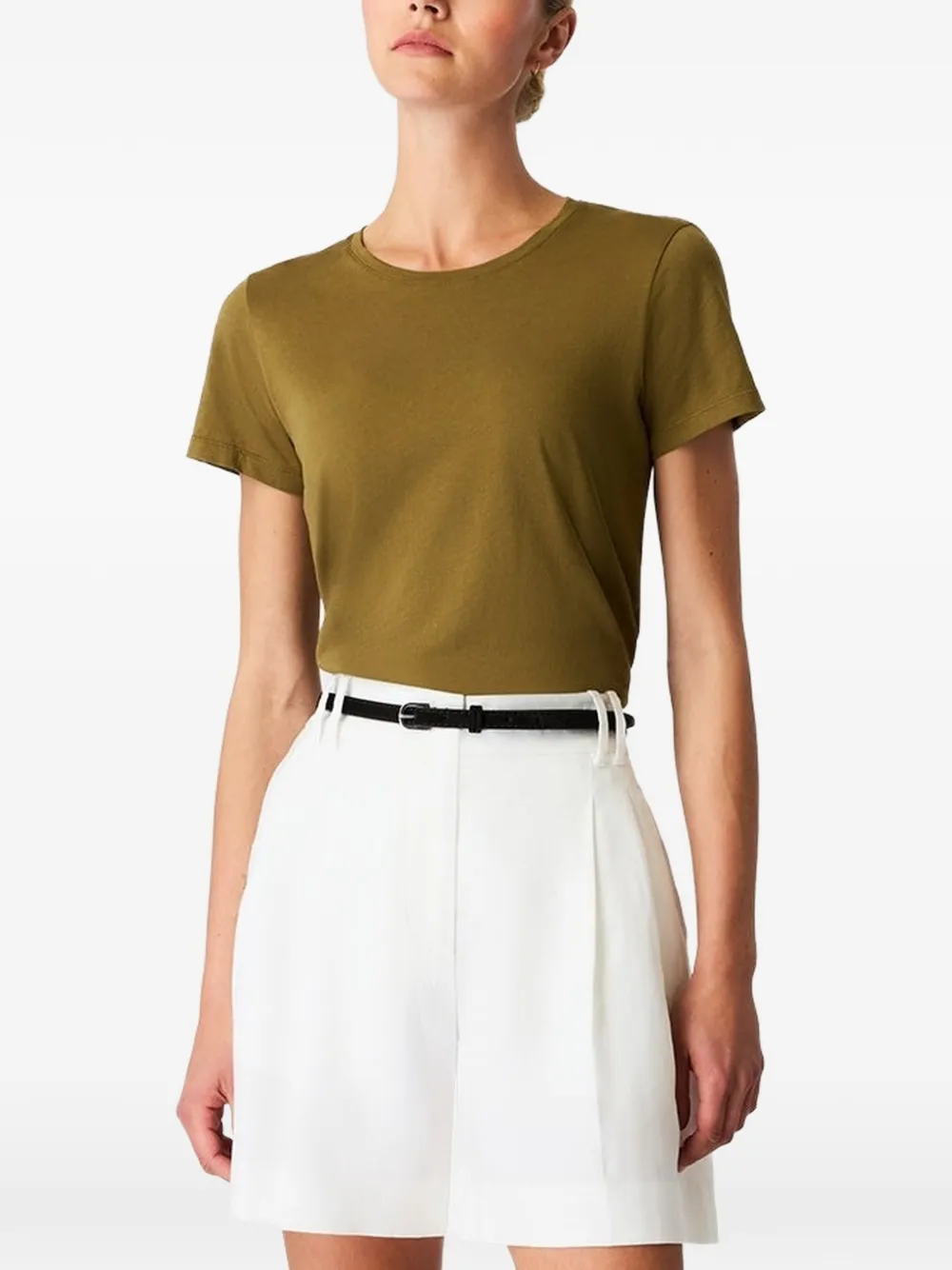 Another Tomorrow T-shirt met ronde hals Groen