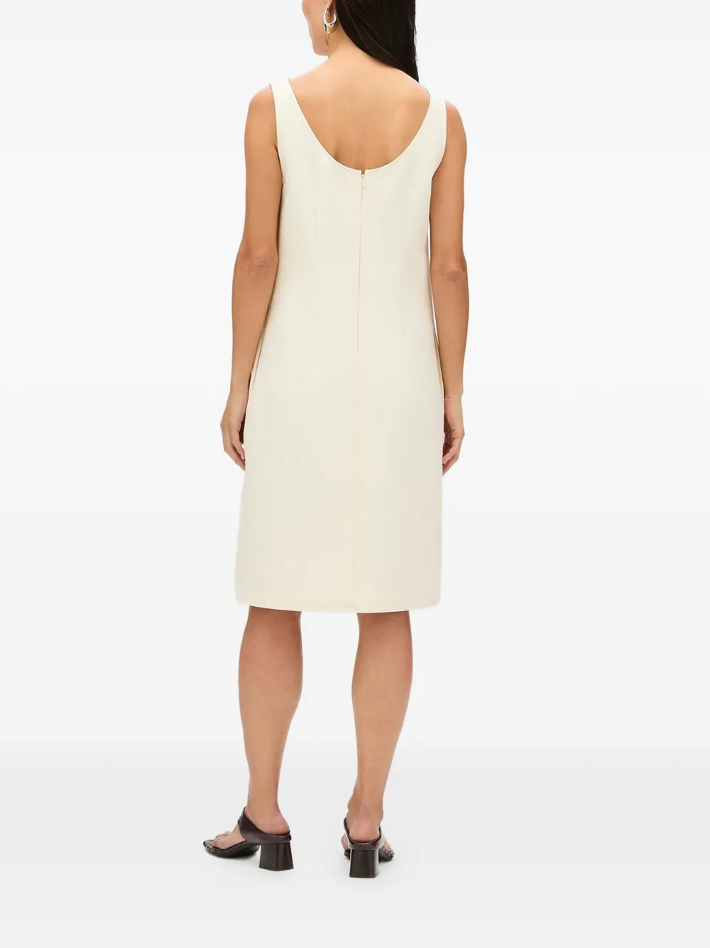 Another Tomorrow Midi-jurk met dubbele manchetten Beige