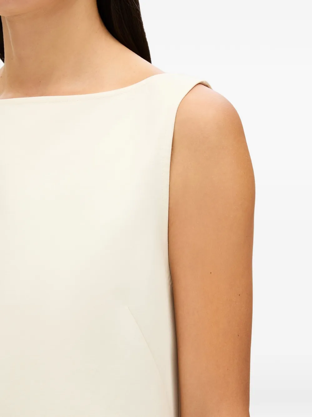 Another Tomorrow Midi-jurk met dubbele manchetten Beige