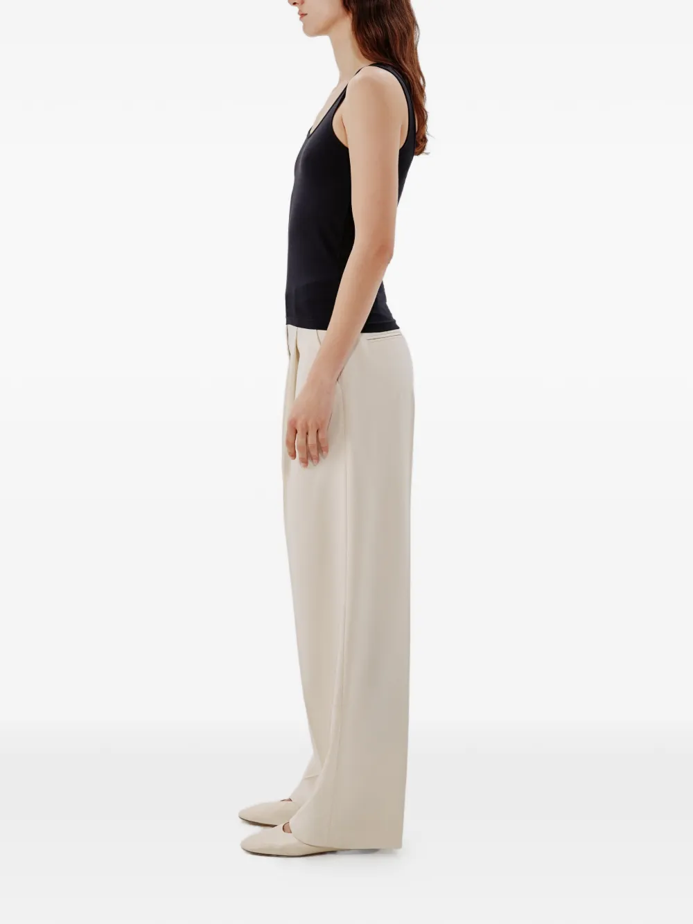 Another Tomorrow Getailleerde tanktop Zwart