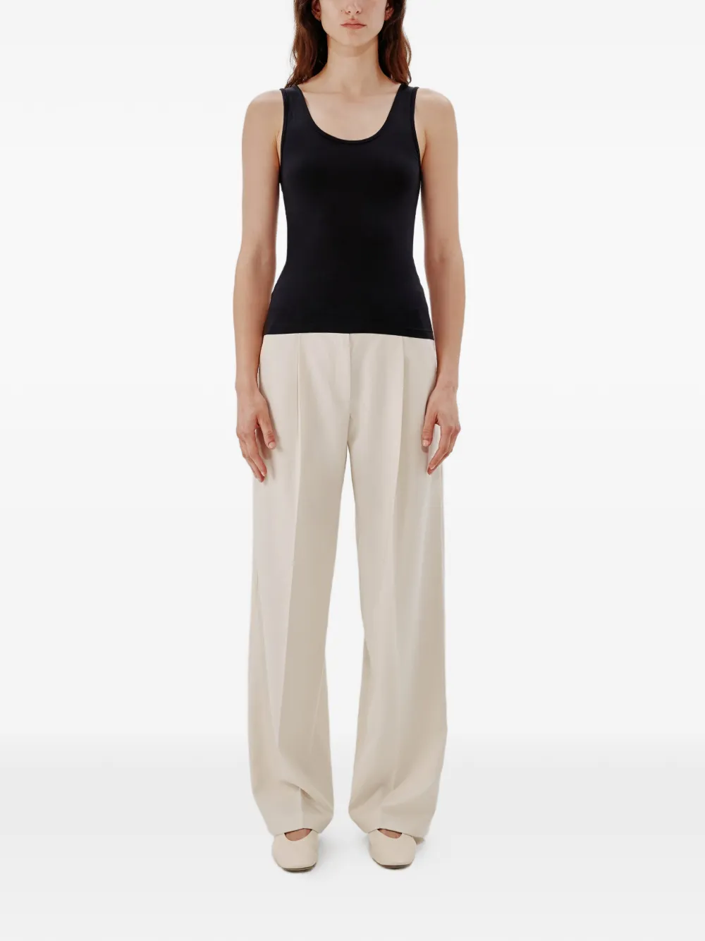 Another Tomorrow Getailleerde tanktop Zwart