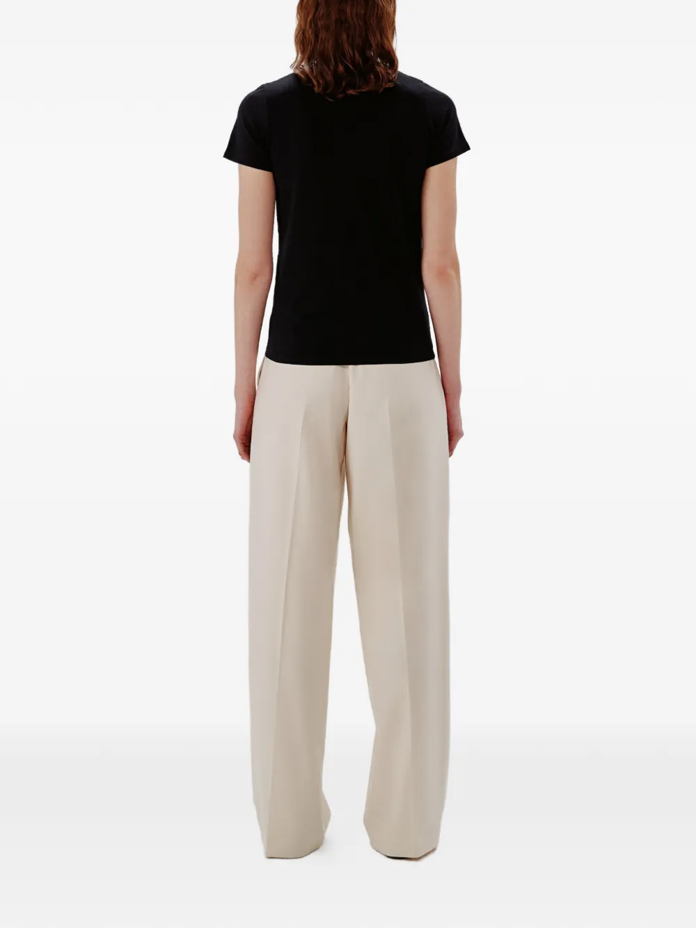Another Tomorrow T-shirt met ronde hals Zwart