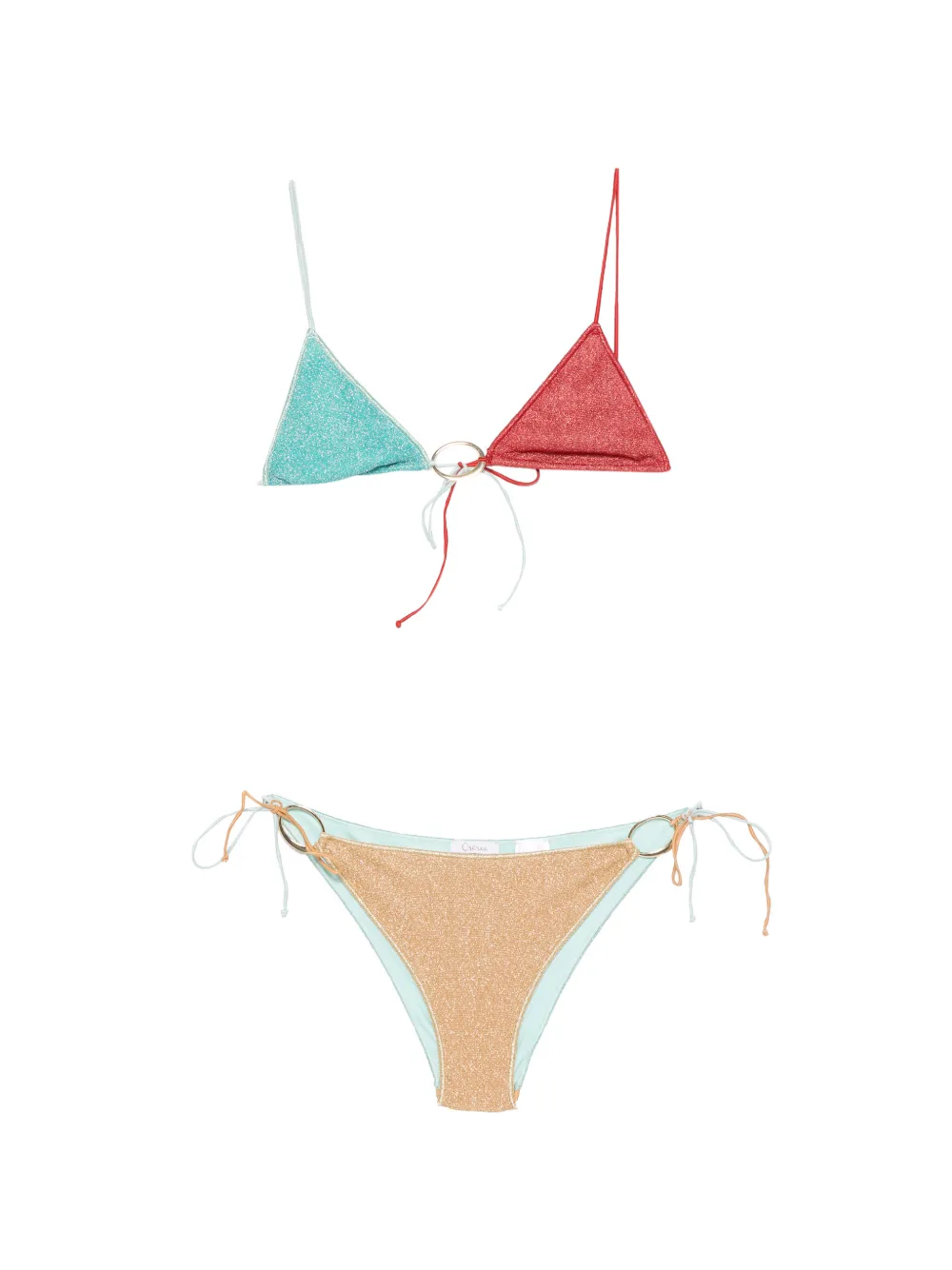 Oséree glitter-effect ring-detail bikini - Blu