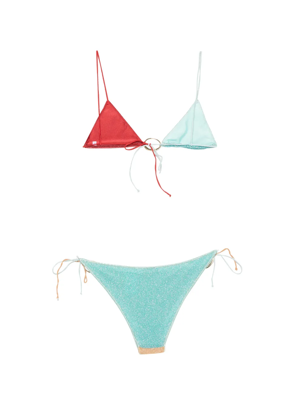 Oséree Bikini met glitter-effect en ringdetail Blauw
