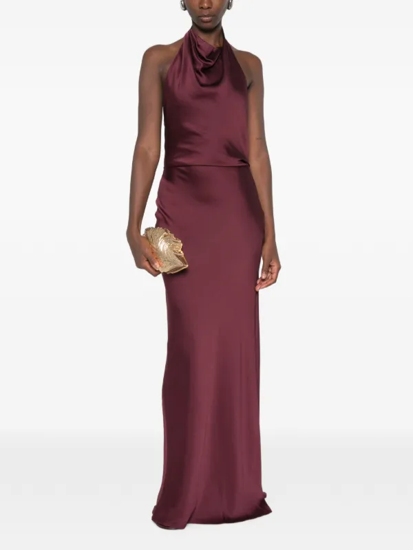 simkhai silk dress Izel caped satin gown in blue - Simkhai